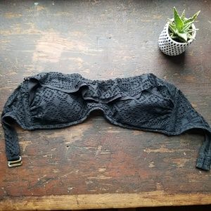 Black crochet bandeau bikini top